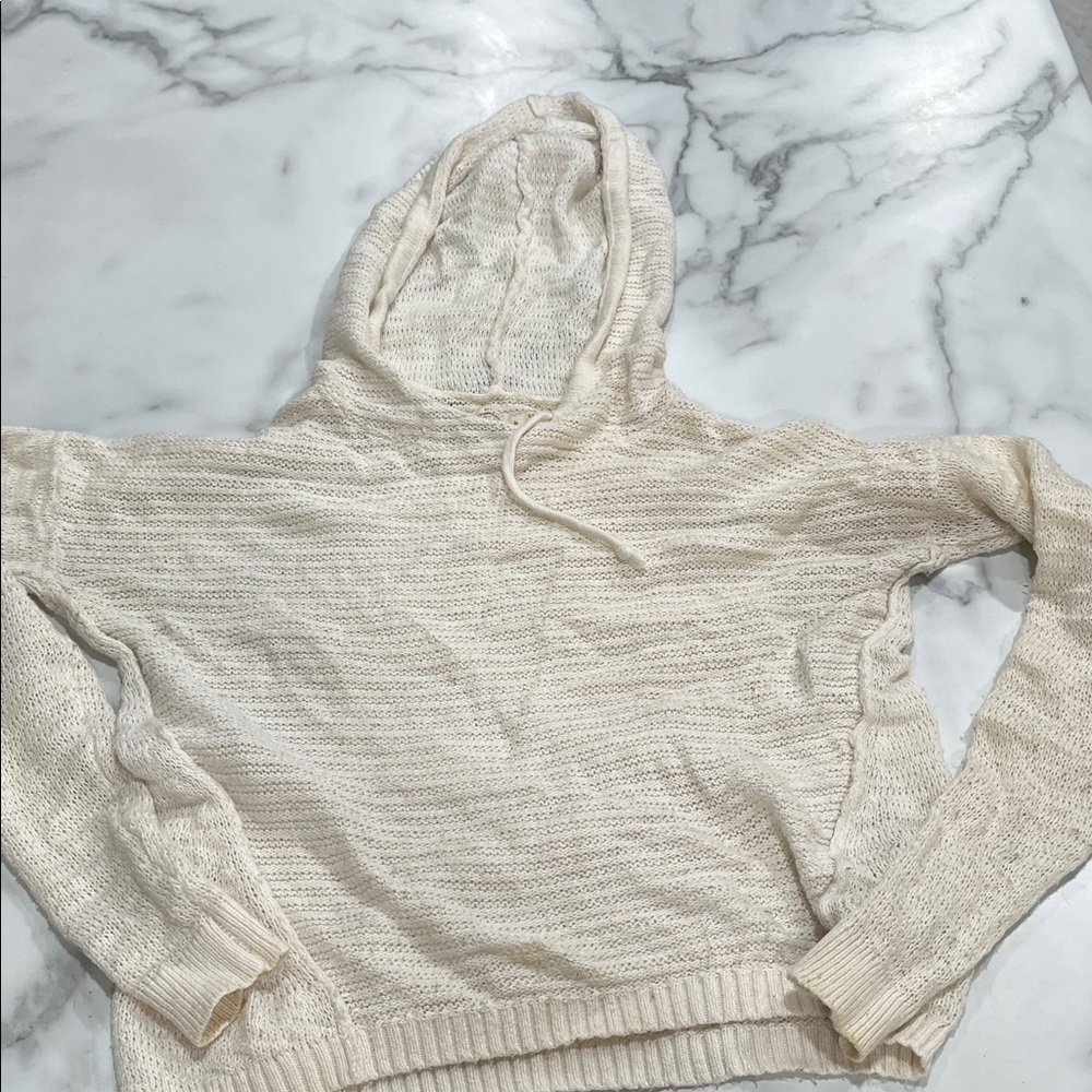 Abercrombie & Fitch Ivory Knit Sweater Hoodie